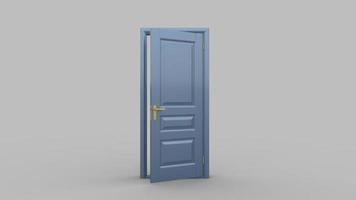 Creative illustration of open, closed door, entrance realistic doorway isolated on background 3d photo