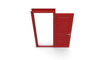 Set of different red door isolated 3d illustration render on white background photo