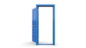 conjunto de diferentes puertas azules renderizado 3d aislado sobre fondo blanco foto