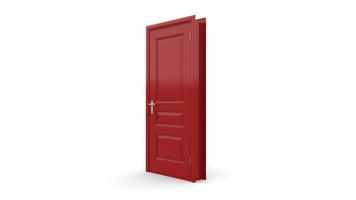 red door Creative illustration of open, closed door, entrance realistic doorway isolated on background 3d photo