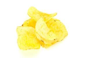 Natural potato salted chips heap photo