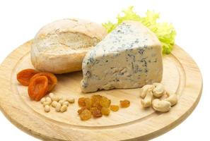 Slice of blue cheese photo