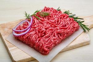 Raw beef minced meat photo