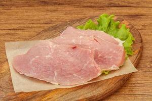 Raw pork steak for cooking photo