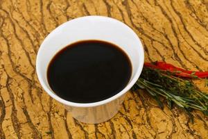 Soya sauce in the bowl photo