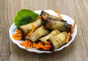 Eggplant rolls with carrot photo