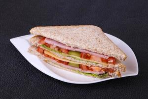 Club sandwich with ham and cheese photo