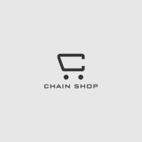 abstract initial letter C logo in the form of shopping cart icon in black color applied for eCommerce platform logo design also suitable for the brands or companies that have initial name C vector