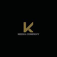 abstract initial letter k and v in yellow strip color isolated in black background applied for media agency company logo also suitable for the brand with initial name KV or VK vector