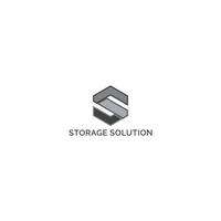 abstract initial letter S logo in the form of hexagon shape with grey color applied for storage solution logo design also suitable for the brands or companies that have initial name S vector