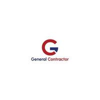 abstract initial letter G and C in red and blue color and circle shape applied for construction company logo design also suitable for the brands or companies that have sam initial GC or CG vector