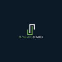 abstract initial letter M and S logo in white and green color isolated with dark blue background applied for financial services logo design also suitable for the brands that have initial name MS or SM vector