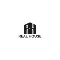 abstract initial letter R and H in black color isolated in white background applied for real estate logo design also suitable for the brands or companies that have initial name RH or HR vector