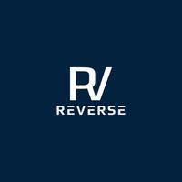 logotipo de letra inicial abstracta r y v en color blanco aislado en fondo azul oscuro aplicado a la moneda criptográfica para el logotipo de bienes raíces también adecuado para la marca o empresa que tiene el nombre inicial rv o vr vector