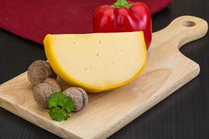 Yellow round cheese photo