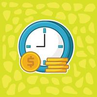 temporizador con moneda de oro, el tiempo es dinero concepto vector gratis