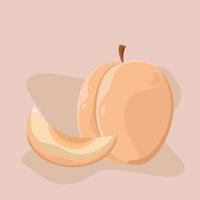 fruta de durazno en vector de estilo de diseño plano