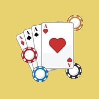 Poker Playing Cards with Chips Vector