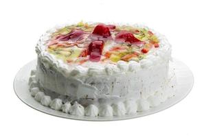 Cream cake with strawberry photo