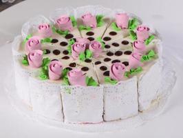 Cake with cream flowers photo