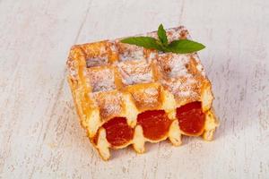 Sweet Waffle with jam photo