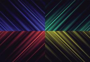 Set of abstract gradient stripe on dark blue background. Vector illustration