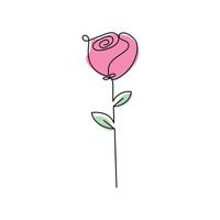 Continuous line drawing. Minimalist rose isolated on white background for card, poster. Vector illustration