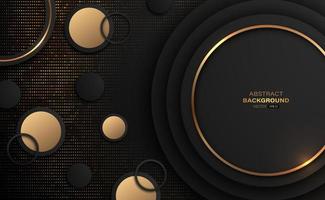 Gold and black circle with glitter golden abstract background. Vector illustration