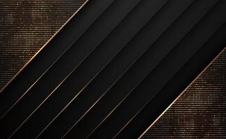 Black paper cut with gold line and glitter golden abstract background. Vector illustration