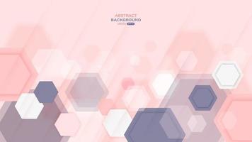 Hexagons shapes and shadows composition on pink background. Geometric abstract background. Vector illustration