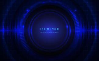 Abstract technology background with circle vibration and sound wave oscillating dark blue. Vector illustration.