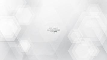 Abstract white and gray hexagonal and lines background vector