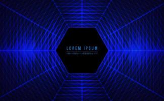 Abstract hexagonal technology with sound waves oscillating dark blue background. Vector illustration