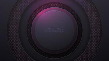 Black paper cut round with circle and dot pink abstract background. Vector illustration