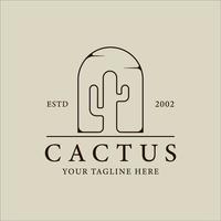 cactus line art logo minimalist vector illustration template icon graphic design. simple botanical at desert sign or symbol  concept with badge