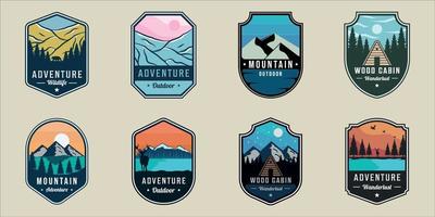 set of outdoor wildlife emblem logo vector illustration template icon graphic design. bundle collection of various adventure mountain cabin forest sign or symbol for business travel