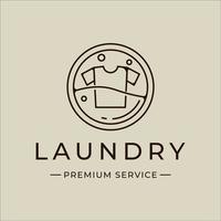 laundry line art simple minimalist vector logo illustration template icon graphic design. t shirt at washing machine with water sign or symbol for business concept