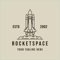 rocket space line art simple vintage vector illustration template icon graphic design. spaceship linear sign or symbol simple minimalist