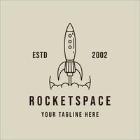 rocket space line art simple vintage vector illustration template icon graphic design. spaceship linear sign or symbol simple minimalist