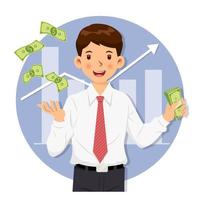 hombre de negocios con dinero en efectivo en la mano. concepto de negocio. ilustración vectorial vector