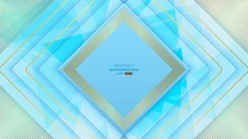 Geometric blue with golden lines square shape abstract background. Vector illustration