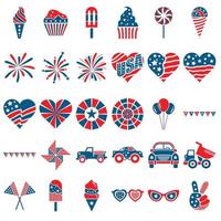 4th July of Indipendence day of USA celebration flat national symbols set for independence day vector