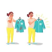 Woman Holding Smell And Washing Clothes Vector