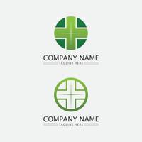 logotipo del hospital y aplicación de iconos de símbolos de iconos de atención médica vector