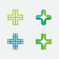 logotipo del hospital y aplicación de iconos de símbolos de iconos de atención médica vector