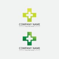 logotipo del hospital y aplicación de iconos de símbolos de iconos de atención médica vector