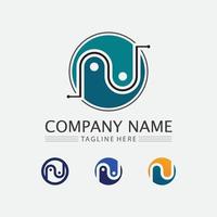 N Letter Logo and font identity design graphic vectorTemplate vector