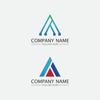 A Letter and font  Logo design set Template vector