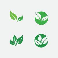 logotipo de conjunto de árbol de hoja y naturaleza para diseño de ecología de planta verde de vector de negocio