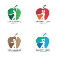 Set of nutrition logos with apple and woman design vector